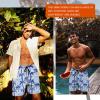 imageMens Swim Trunks Hawaiian Bathing Mesh Lining Suit Swimsuits Beach Shorts with PocketsLight Blueplam Tree