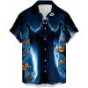 imageHalloween Shirts for Men Funny Spooky Pumpkin Ghost Spider Monster Costume Halloween Short Sleeve Button Down Shirt TopsHalloween Horror Night Ghost