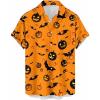 imageHalloween Shirts for Men Funny Spooky Pumpkin Ghost Spider Monster Costume Halloween Short Sleeve Button Down Shirt TopsSpooky Orange Night