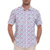 imageLzzidou Fishing Shirts for Men UPF 50 Short Sleeve Button Down Print Hawaiian Camp Shirt with Breathable Back VentWhite Fish Print