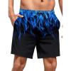 imageLzzidou Men Swim Trunks with Mesh Liner 5 Inch Inseam Board Shorts Quick Dry Bathing SuitBlue Flame