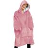 imageLzzidou Oversized Blanket Hoodie for Women Two Layers Cozy Flannel Sherpa Wearable Blanket Sweatshirt AdultDusty Pink