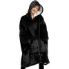 imageLzzidou Oversized Blanket Hoodie for Women Two Layers Cozy Flannel Sherpa Wearable Blanket Sweatshirt AdultSolid Black