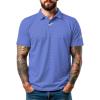 imageMens Golf Polo Shirts UPF 50 Short Sleeve Dri Fit Polos Stretch Performance Collared Golf Casual Work Business WearBlue