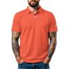 imageMens Golf Polo Shirts UPF 50 Short Sleeve Dri Fit Polos Stretch Performance Collared Golf Casual Work Business WearBright Orange