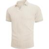 imageMens Knit Polo Shirts Casual Stylish V Neck Short Sleeve Sweater Polo Knitted Textured Johnny Collar Tops Fashion 2025Beige