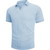 imageMens Knit Polo Shirts Casual Stylish V Neck Short Sleeve Sweater Polo Knitted Textured Johnny Collar Tops Fashion 2025Blue