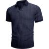 imageMens Knit Polo Shirts Casual Stylish V Neck Short Sleeve Sweater Polo Knitted Textured Johnny Collar Tops Fashion 2025Navy