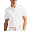 imageMens Short Sleeve Polo Shirts RegularFit Moisture Wicking Golf Shirt Stretch Solid Color Tees Golf Athletic Casual Stylish Tops White