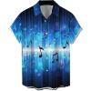 imageMens Vintage Bowling Shirt 1950s Retro Rockabilly Style Short Sleeve Button Down Music Hawaiian ShirtsMusic Notesapphire