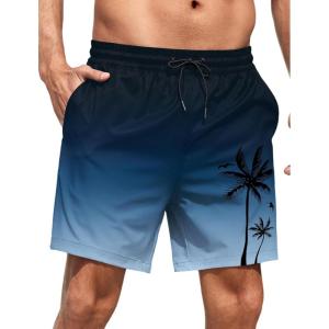 imageLzzidou Men Swim Trunks with Mesh Liner 5 Inch Inseam Board Shorts Quick Dry Bathing SuitBlack Blue