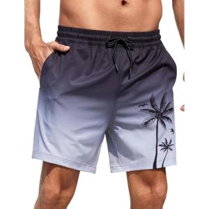imageLzzidou Men Swim Trunks with Mesh Liner 5 Inch Inseam Board Shorts Quick Dry Bathing SuitBlack Grey