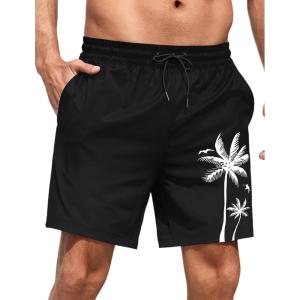 imageLzzidou Men Swim Trunks with Mesh Liner 5 Inch Inseam Board Shorts Quick Dry Bathing SuitBlack Tree