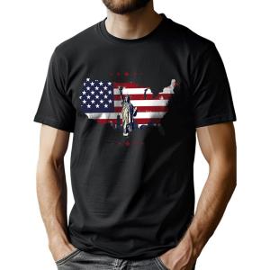 imageLzzidou Mens 4th of July Shirts American Flag Patriotic Shirts Short Sleeve USA Memorial Day Cotton T ShirtsMap and Statue