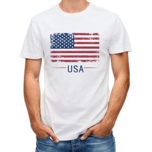 imageLzzidou Mens 4th of July Shirts American Flag Patriotic Shirts Short Sleeve USA Memorial Day Cotton T ShirtsUsa Flag