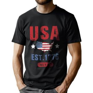 imageLzzidou Mens 4th of July Shirts American Flag Patriotic Shirts Short Sleeve USA Memorial Day Cotton T ShirtsUsa1776