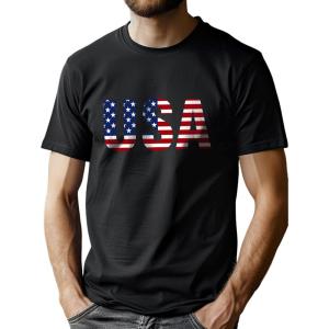 imageLzzidou Mens 4th of July Shirts American Flag Patriotic Shirts Short Sleeve USA Memorial Day Cotton T ShirtsUsablack