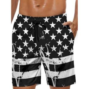 imageLzzidou Mens American Flag Swim Trunks USA 4th of July Patriotic Board Shorts Quick Dry Lined Beach ShortsPatrioticwhite Black