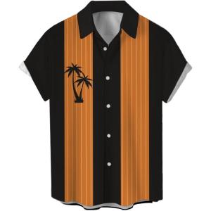 imageLzzidou Mens Hawaiian Shirt Short Sleeve Button Down Beach ShirtsCoconut Treeorange