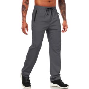 imageLzzidou Mens Lightweight Joggers with Zipper Pockets Drawstring Elastic Waistband Sweatpants Running Hiking Athletic CasualCharcoal Grey