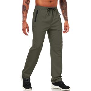 imageLzzidou Mens Lightweight Joggers with Zipper Pockets Drawstring Elastic Waistband Sweatpants Running Hiking Athletic CasualSage Green