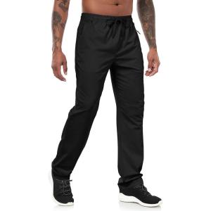 imageLzzidou Mens Sweatpants with Zipper Pockets Lightweight Hiking Travel Pants QuickDry Stretch Athletic PantsBlack