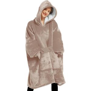 imageLzzidou Oversized Blanket Hoodie for Women Two Layers Cozy Flannel Sherpa Wearable Blanket Sweatshirt AdultNature