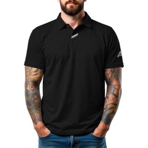 imageMens Golf Polo Shirts UPF 50 Short Sleeve Dri Fit Polos Stretch Performance Collared Golf Casual Work Business WearBlack