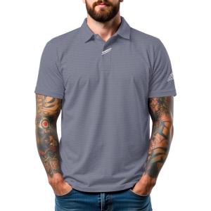 imageMens Golf Polo Shirts UPF 50 Short Sleeve Dri Fit Polos Stretch Performance Collared Golf Casual Work Business WearGrey