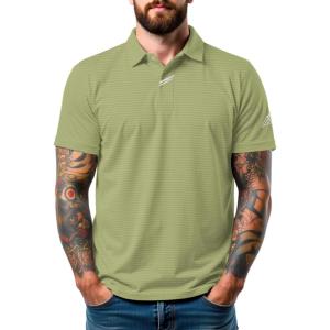 imageMens Golf Polo Shirts UPF 50 Short Sleeve Dri Fit Polos Stretch Performance Collared Golf Casual Work Business WearLight Moss Green