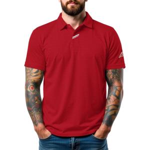 imageMens Golf Polo Shirts UPF 50 Short Sleeve Dri Fit Polos Stretch Performance Collared Golf Casual Work Business WearRed