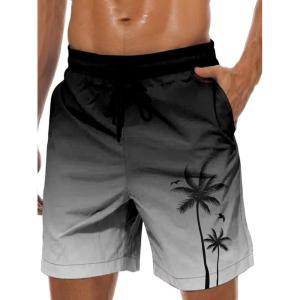imageMens Swim Trunks Hawaiian Bathing Mesh Lining Suit Swimsuits Beach Shorts with PocketsBlack Grey Ramp