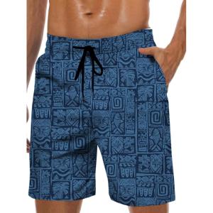 imageMens Swim Trunks Hawaiian Bathing Mesh Lining Suit Swimsuits Beach Shorts with PocketsBluesquare Fish