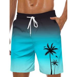 imageMens Swim Trunks Hawaiian Bathing Mesh Lining Suit Swimsuits Beach Shorts with PocketsColor Rampblack Blue