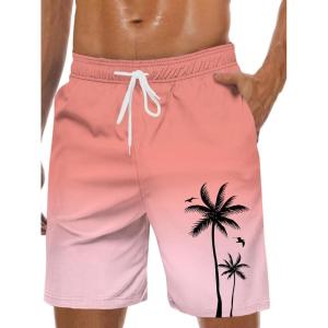 imageMens Swim Trunks Hawaiian Bathing Mesh Lining Suit Swimsuits Beach Shorts with PocketsColor Ramppink