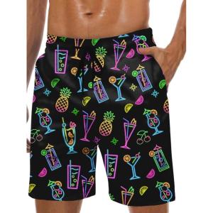 imageMens Swim Trunks Hawaiian Bathing Mesh Lining Suit Swimsuits Beach Shorts with PocketsFruit Drink