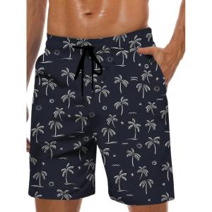 imageMens Swim Trunks Hawaiian Bathing Mesh Lining Suit Swimsuits Beach Shorts with PocketsNavy Tree