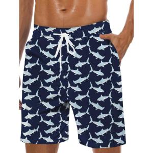 imageMens Swim Trunks Hawaiian Bathing Mesh Lining Suit Swimsuits Beach Shorts with PocketsNavy Whale