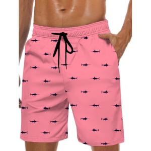 imageMens Swim Trunks Hawaiian Bathing Mesh Lining Suit Swimsuits Beach Shorts with PocketsShark