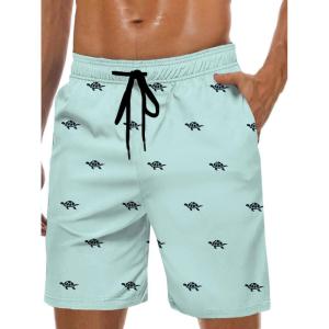 imageMens Swim Trunks Hawaiian Bathing Mesh Lining Suit Swimsuits Beach Shorts with PocketsTurtle