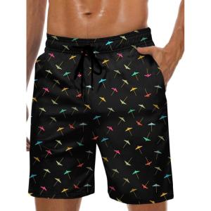 imageMens Swim Trunks Hawaiian Bathing Mesh Lining Suit Swimsuits Beach Shorts with PocketsUmbrella