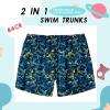 imageBoys Swim Trunks with Compression Liner Boys Stretch Swim Shorts Quick Dry 2 in 1 Beach Shorts 417 Y80s Dinosaur