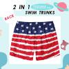 imageBoys Swim Trunks with Compression Liner Boys Stretch Swim Shorts Quick Dry 2 in 1 Beach Shorts 417 YAmerican Flag