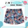 imageBoys Swim Trunks with Compression Liner Boys Stretch Swim Shorts Quick Dry 2 in 1 Beach Shorts 417 YAmerican Flag Dinosaur