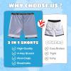 imageBoys Swim Trunks with Compression Liner Boys Stretch Swim Shorts Quick Dry 2 in 1 Beach Shorts 417 YBlack American Flag