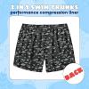 imageBoys Swim Trunks with Compression Liner Boys Stretch Swim Shorts Quick Dry 2 in 1 Beach Shorts 417 YBlack Galaxy