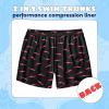 imageBoys Swim Trunks with Compression Liner Boys Stretch Swim Shorts Quick Dry 2 in 1 Beach Shorts 417 YBlack Shark