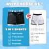 imageBoys Swim Trunks with Compression Liner Boys Stretch Swim Shorts Quick Dry 2 in 1 Beach Shorts 417 YBlue Duck