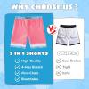 imageBoys Swim Trunks with Compression Liner Boys Stretch Swim Shorts Quick Dry 2 in 1 Beach Shorts 417 YBlue Palm Tree Flamingo
