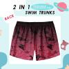 imageBoys Swim Trunks with Compression Liner Boys Stretch Swim Shorts Quick Dry 2 in 1 Beach Shorts 417 YGradient Red Leaf